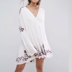 Free People White Floral Mini Dress